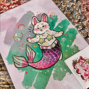 Mermaid Bunny - Timka.ink - Print A4